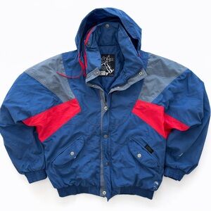 Vintage Killy Ski Jacket Blue Red Colorblock Insulated Hooded Winter Coat 90s